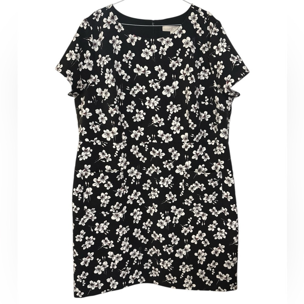 LOFT Fairytale Black and White Floral Mini Dress